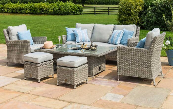 Maze Oxford Garden Sofa Dining Set with Adjustable Table - Grey