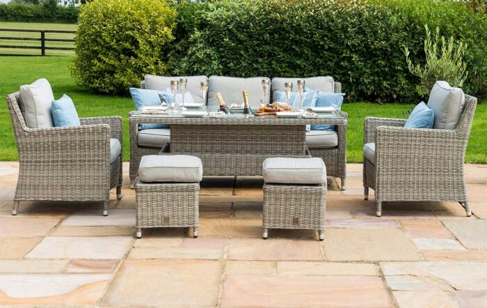 Maze Oxford Garden Sofa Dining Set with Adjustable Table - Grey