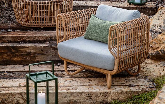 Cane-Line Garden Nest Chair and Peacock Large Wing Sofa Set