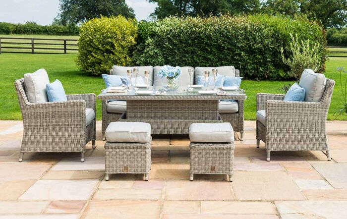 Maze Oxford Garden Sofa Dining Set with Adjustable Table - Grey