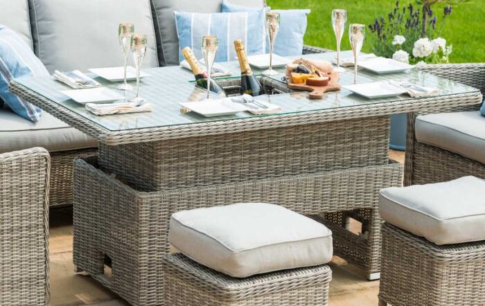 Maze Oxford Garden Sofa Dining Set with Adjustable Table - Grey