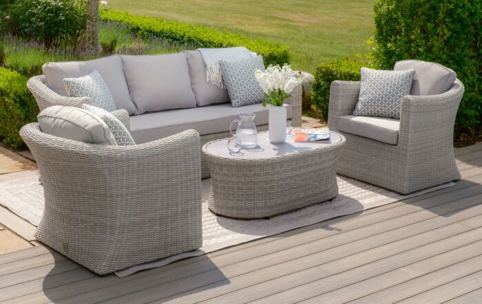 Maze Oxford Three Seat Garden Sofa Set - Grey