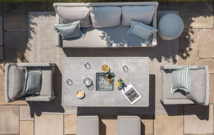 Maze Oxford Garden Sofa Dining Set with Adjustable Table - Grey