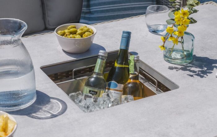 Maze Oxford Garden Sofa Dining Set with Adjustable Table - Grey