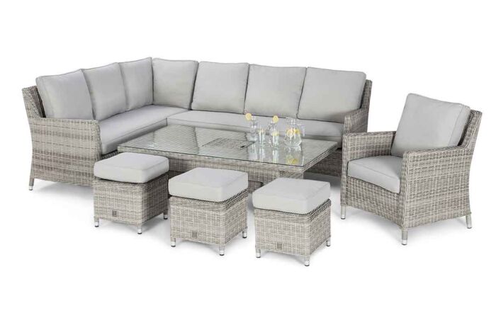 Maze Oxford Garden Sofa Dining Set with Adjustable Table - Grey