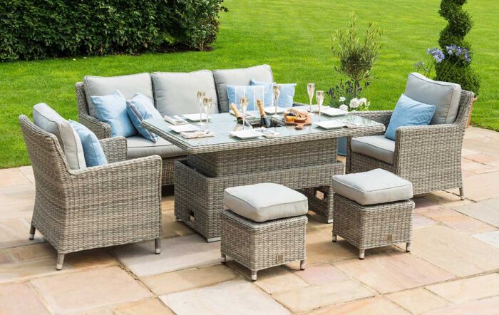 Maze Oxford Garden Sofa Dining Set with Adjustable Table - Grey
