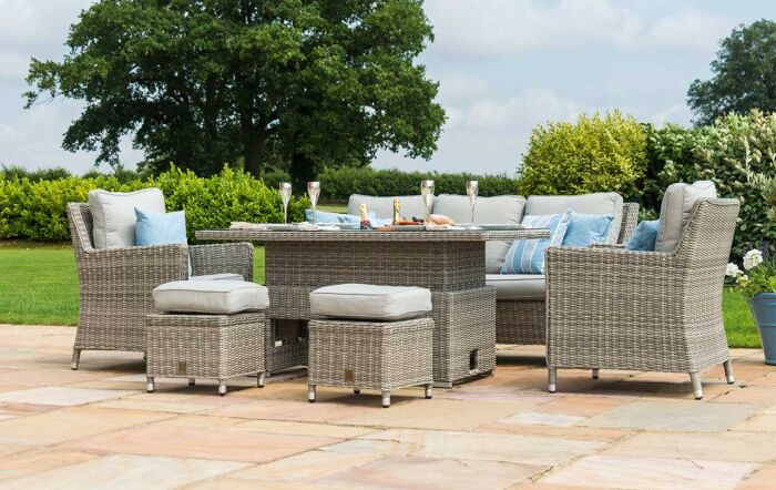 Maze Oxford Garden Sofa Dining Set with Adjustable Table - Grey