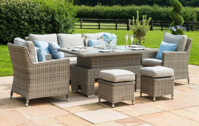 Maze Oxford Garden Sofa Dining Set with Adjustable Table - Grey