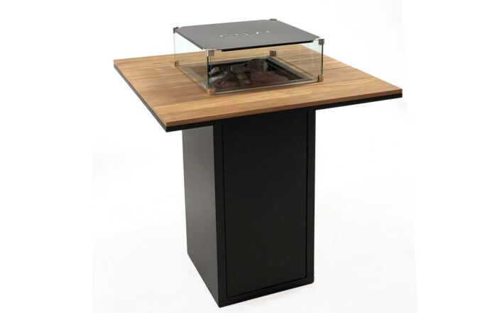Pacific Lifestyle Cosiloft Black And Teak 100 Fire Pit Bar Table