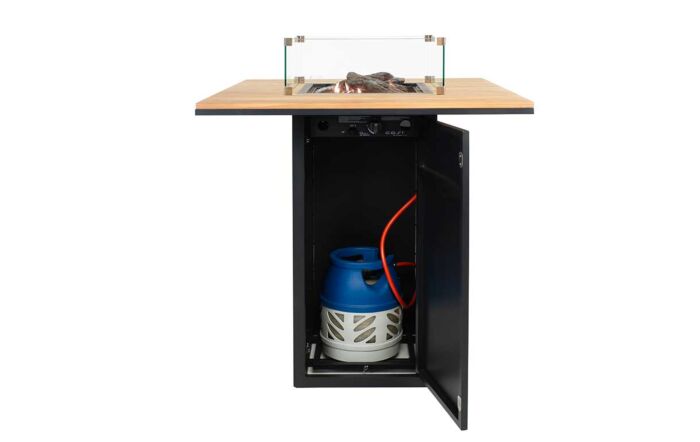 Pacific Lifestyle Cosiloft Black And Teak 100 Fire Pit Bar Table