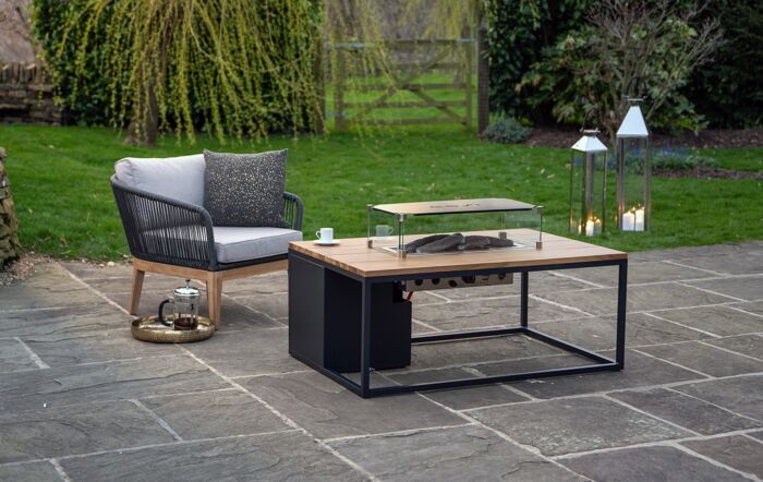 Pacific Lifestyle Cosiloft Black and Teak 120 Fire Pit Table