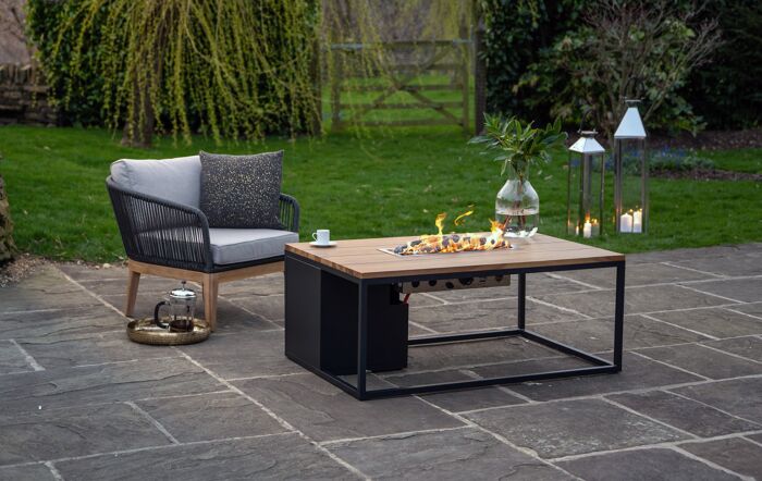 Pacific Lifestyle Cosiloft Black and Teak 120 Fire Pit Table