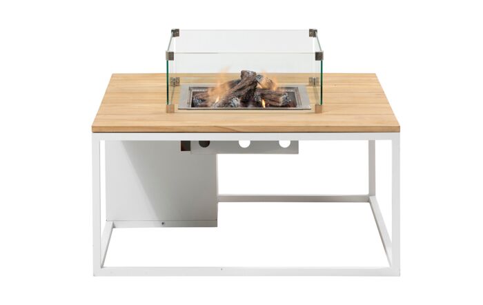 Pacific Lifestyle Cosiloft  White and Teak 100 Fire Pit Table