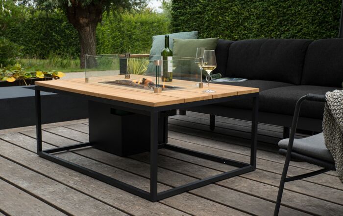 Pacific Lifestyle Cosiloft Black and Teak 120 Fire Pit Table