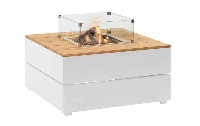 Pacific Lifestyle Cosipure White and Teak 100 Square Fire Pit