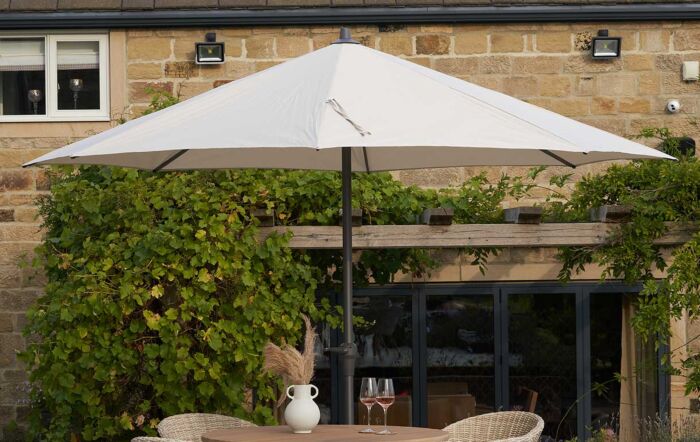 Platinum Riva 3.5m Champagne Round Parasol with 25kg Base  