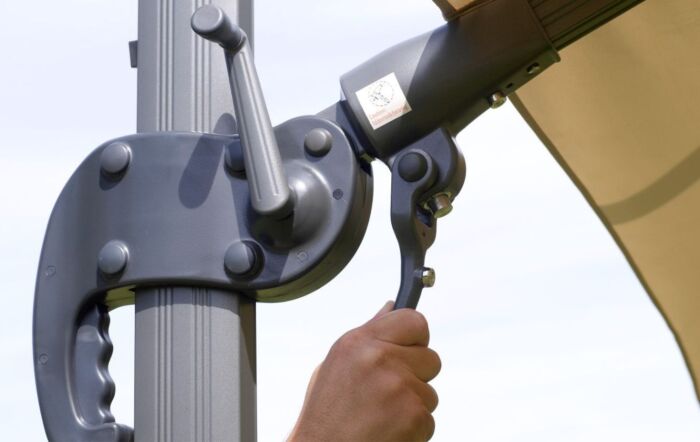 Platinum Taupe Challenger T2 3.5 x 2.6m Rectangular Free Arm Parasol With 90kg Wheeled Base