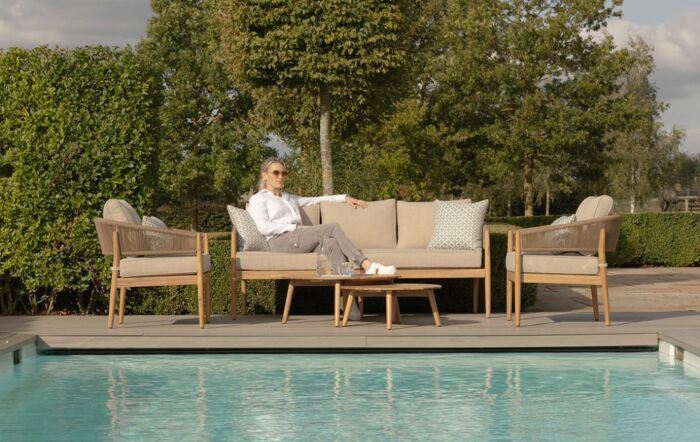 Maze Porto 3 Seat Outdoor Sofa Lounge Set - Sandstone