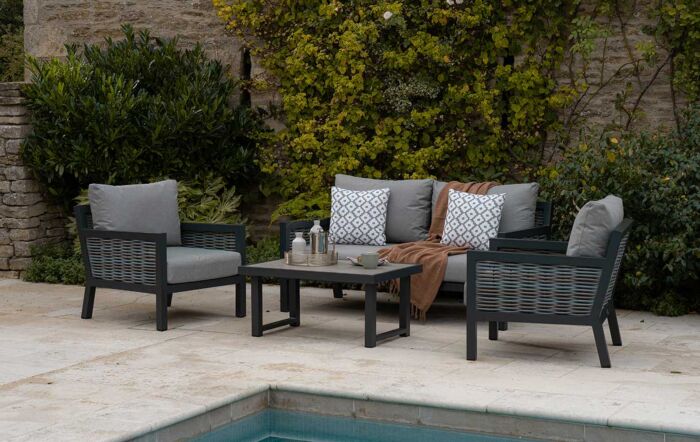  Bramblecrest Portofino Two Seat Outdoor Sofa Set with Coffee Table - Grey