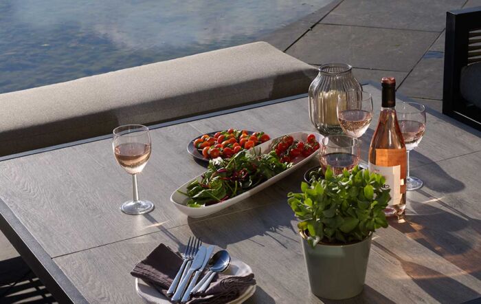 Bramblecrest Portofino Corner Garden Sofa Set with Adjustable Dining Table - Grey