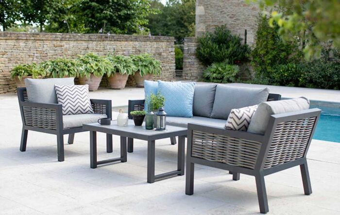  Bramblecrest Portofino Two Seat Outdoor Sofa Set with Coffee Table - Grey