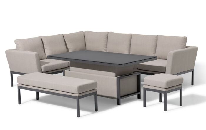 Maze Pulse Rectangular Corner Sofa Set With Adjustable Table - Oatmeal