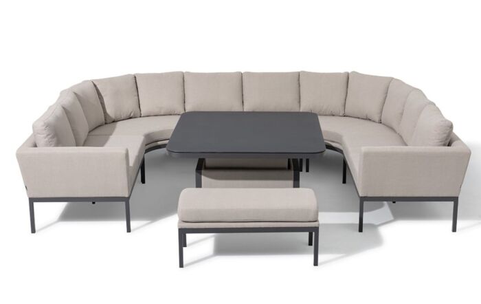 Maze Pulse U Shape Garden Sofa Set With Rising Table - Oatmeal