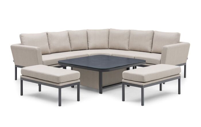  Maze Pulse Corner Sofa Dining Set With Adjustable Table - Oatmeal