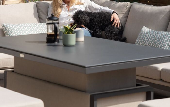 Maze Pulse Rectangular Corner Sofa Set With Adjustable Table - Oatmeal