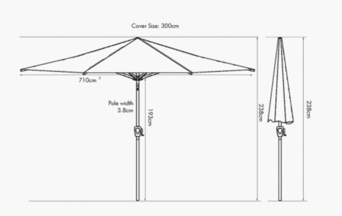 Platinum Riva Anthracite 3 Metre Parasol