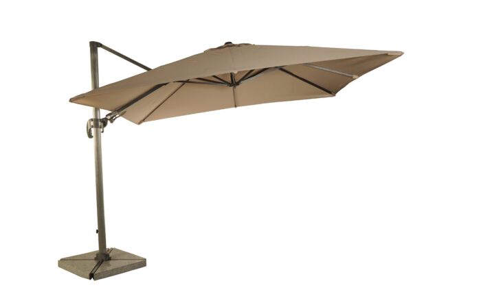 Bramblecrest Chichester 3M Square Parasol with Granite Base and FREE Cover - Sand