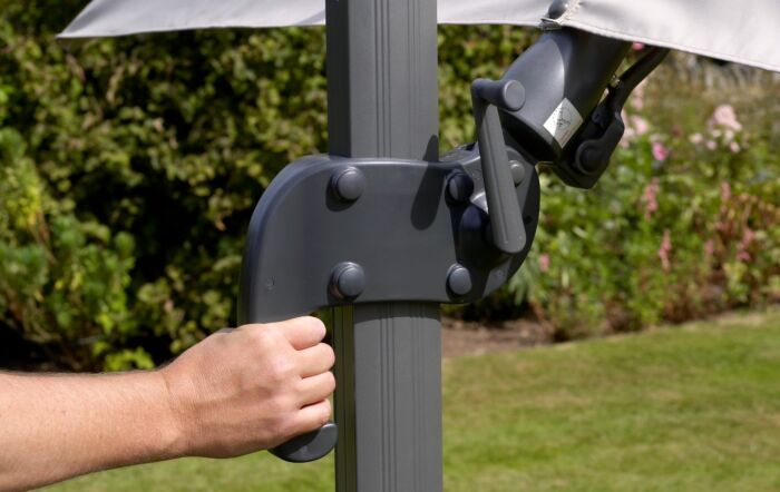 Bramblecrest Truro 3M Square LED Parasol Grey Including Granite Base -  FREE cover