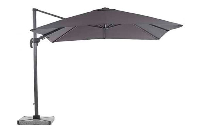 Bramblecrest Truro 3M Square LED Parasol Grey Including Granite Base -  FREE cover