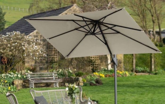 Platinum Champagne Voyager 3m x 2m Rectangular Free Arm Parasol & 90kg Wheeled Base