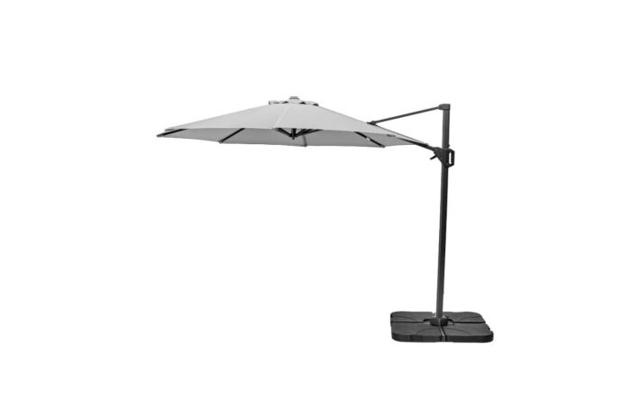 Platinum Luna Grey Voyager T1 3m Round Free Arm Parasol With 90kg Wheeled Base