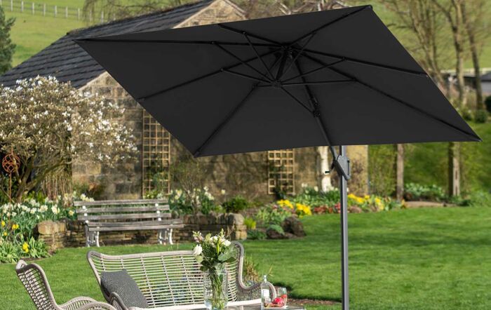 Platinum Voyager Anthracite T1 3m x 2m Oblong Parasol with 90kg Granite Base