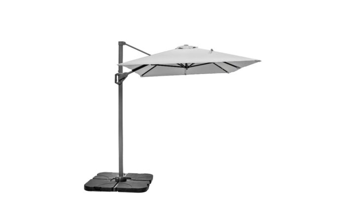 Platinum Voyager Luna Grey T1 3m x 2 m Rectangular Free Arm Parasol With 90kg Wheeled Base