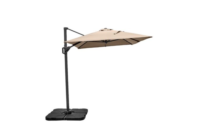 Platinum Voyager Taupe T1 3m x 2m Rectangular Free Arm Parasol With 90kg Wheeled Base