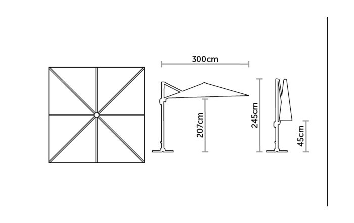 Bramblecrest Truro 3M Square LED Parasol Sand Including Granite Base - FREE cover